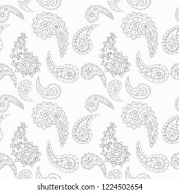 paisley seamless pattern, hand drawn indian cucumber, sketch