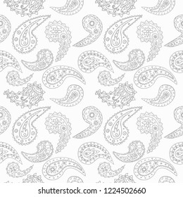 paisley seamless pattern, hand drawn indian cucumber, sketch