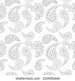 paisley seamless pattern, hand drawn indian cucumber, sketch