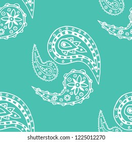 paisley seamless pattern, hand drawn indian cucumber, sketch