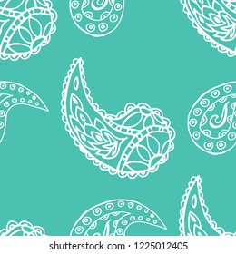 paisley seamless pattern, hand drawn indian cucumber, sketch