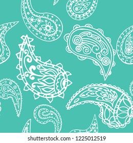 paisley seamless pattern, hand drawn indian cucumber, sketch