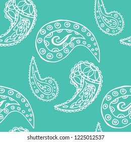 paisley seamless pattern, hand drawn indian cucumber, sketch