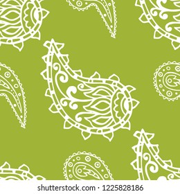 paisley seamless pattern, hand drawn indian cucumber, sketch