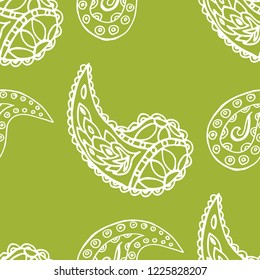 paisley seamless pattern, hand drawn indian cucumber, sketch
