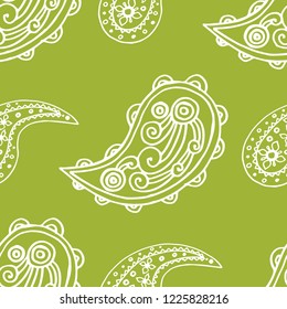 paisley seamless pattern, hand drawn indian cucumber, sketch