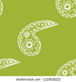 paisley seamless pattern, hand drawn indian cucumber, sketch