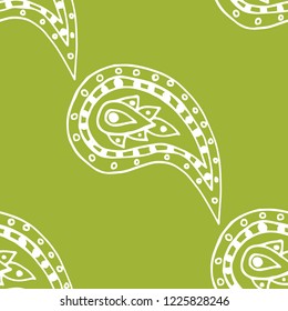paisley seamless pattern, hand drawn indian cucumber, sketch