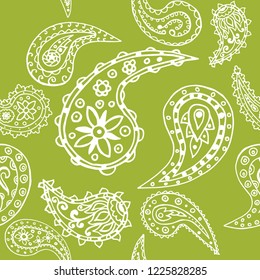 paisley seamless pattern, hand drawn indian cucumber, sketch