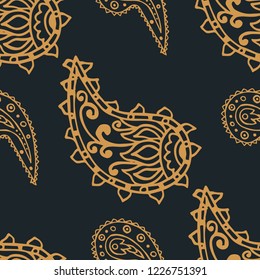 paisley seamless pattern, hand drawn indian cucumber, sketch