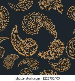 paisley seamless pattern, hand drawn indian cucumber, sketch
