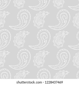 paisley seamless pattern, hand drawn indian cucumber, sketch