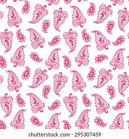 Paisley seamless pattern, Hand Drawn background, Indian motif ornament, vector