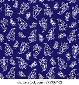 Paisley seamless pattern, Hand Drawn background, Indian motif ornament, vector