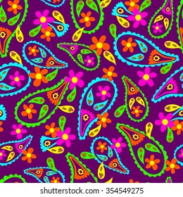 Paisley seamless pattern , hand-drawn