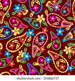 Paisley seamless pattern , hand-drawn