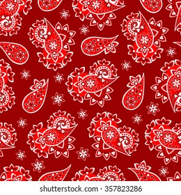 Paisley seamless pattern. Indian cucumber. Oriental decorative ornament.