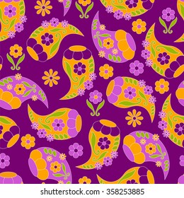 Paisley seamless pattern. Indian cucumber. Oriental decorative ornament