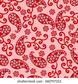 Paisley seamless pattern. Indian cucumber. Oriental decorative ornament.