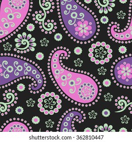 Paisley seamless pattern. Indian cucumber. Oriental decorative ornament