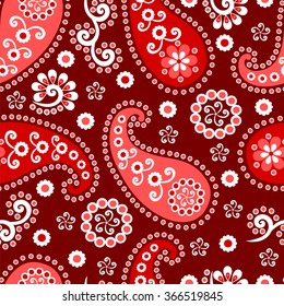 Paisley seamless pattern. Indian cucumber. Oriental decorative ornament