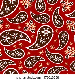 Paisley seamless pattern. Indian cucumber. Oriental decorative ornament