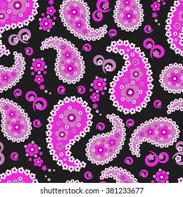 Paisley seamless pattern. Indian cucumber. Oriental decorative ornament.