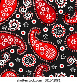 Paisley seamless pattern. Indian cucumber. Oriental decorative ornament.
