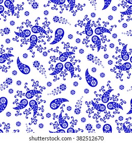 Paisley seamless pattern. Indian cucumber. Oriental decorative ornament.
