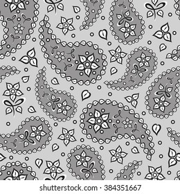 Paisley seamless pattern. Indian cucumber. Oriental decorative ornament