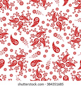 Paisley seamless pattern. Indian cucumber. Oriental decorative ornament