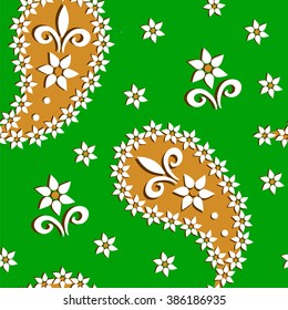 Paisley seamless pattern. Indian cucumber. Oriental decorative ornament