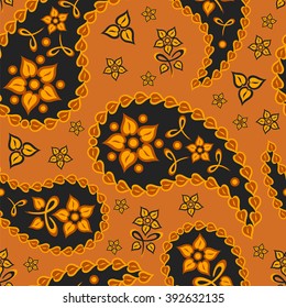 Paisley seamless pattern. Indian cucumber. Oriental decorative ornament