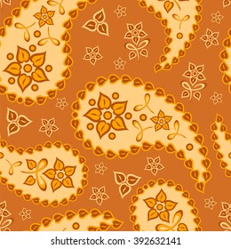 Paisley seamless pattern. Indian cucumber. Oriental decorative ornament