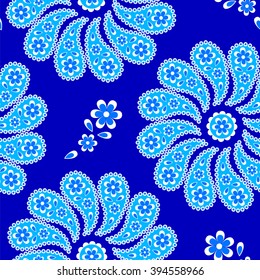 Paisley seamless pattern. Indian cucumber. Oriental decorative ornament
