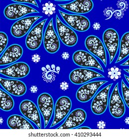 Paisley seamless pattern. Indian cucumber. Oriental decorative ornament