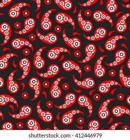 Paisley seamless pattern. Indian cucumber. Oriental decorative ornament