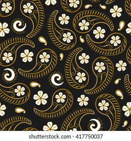 Paisley seamless pattern. Indian cucumber. Oriental decorative ornament