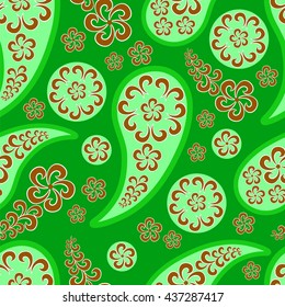 Paisley seamless pattern. Indian cucumber. Oriental decorative ornament