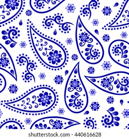 Paisley seamless pattern. Indian cucumber. Oriental decorative ornament