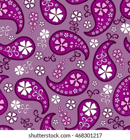 Paisley seamless pattern. Indian cucumber. Oriental ethnic decorative ornament monochrome