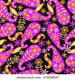 Paisley seamless pattern. Indian cucumber. Oriental ethnic decorative ornament 