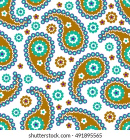 Paisley seamless pattern. Indian cucumber. Oriental decorative ornament