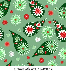 Paisley seamless pattern. Indian cucumber. Oriental decorative ornament