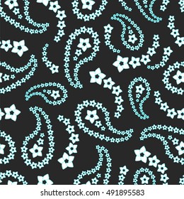 Paisley seamless pattern. Indian cucumber. Oriental decorative ornament