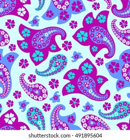 Paisley seamless pattern. Indian cucumber. Oriental decorative ornament