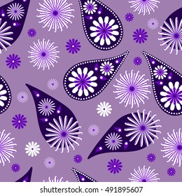 Paisley seamless pattern. Indian cucumber. Oriental decorative ornament