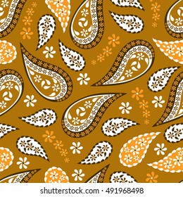 Paisley seamless pattern. Indian cucumber. Oriental decorative ornament