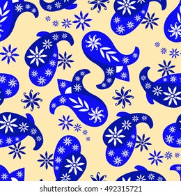 Paisley seamless pattern. Indian cucumber. Oriental decorative ornament