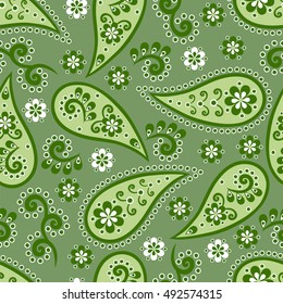 Paisley seamless pattern. Indian cucumber. Oriental decorative ornament